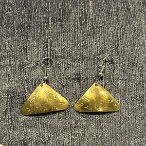 Brass triangle shaped earrings
